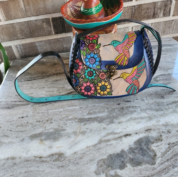 Hand Tooled Hummingbird Crossbody - Picture 8 of 16